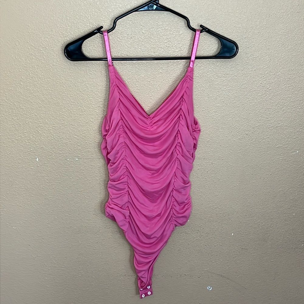 Guess Pink Ruched Bodysuit NWOT
